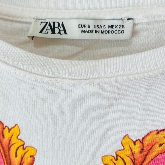 Zara Short Sleeve T-Shirt Size Small White, Pink, Green, Gold, Red, Orange - Picture 3 of 5